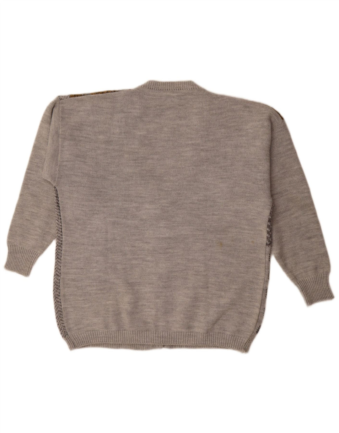 Maglione cardigan da donna vintage UK 18 XL Patchwork grigio