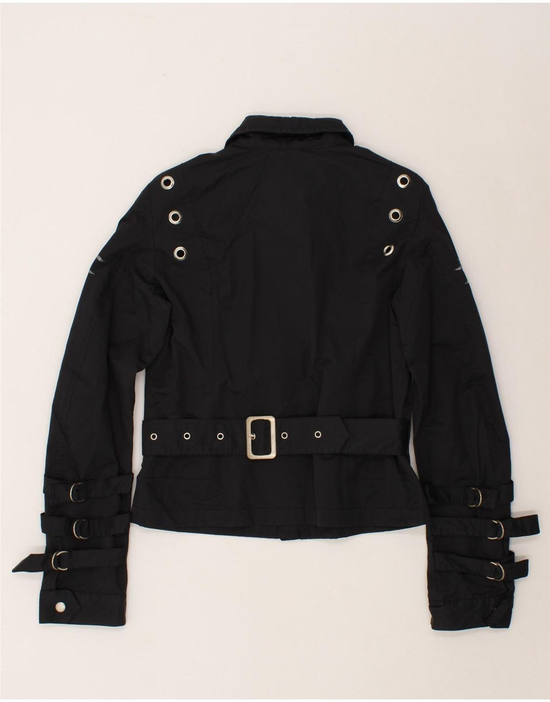 REPLAY Bomber grafico da donna UK 14 grande cotone nero