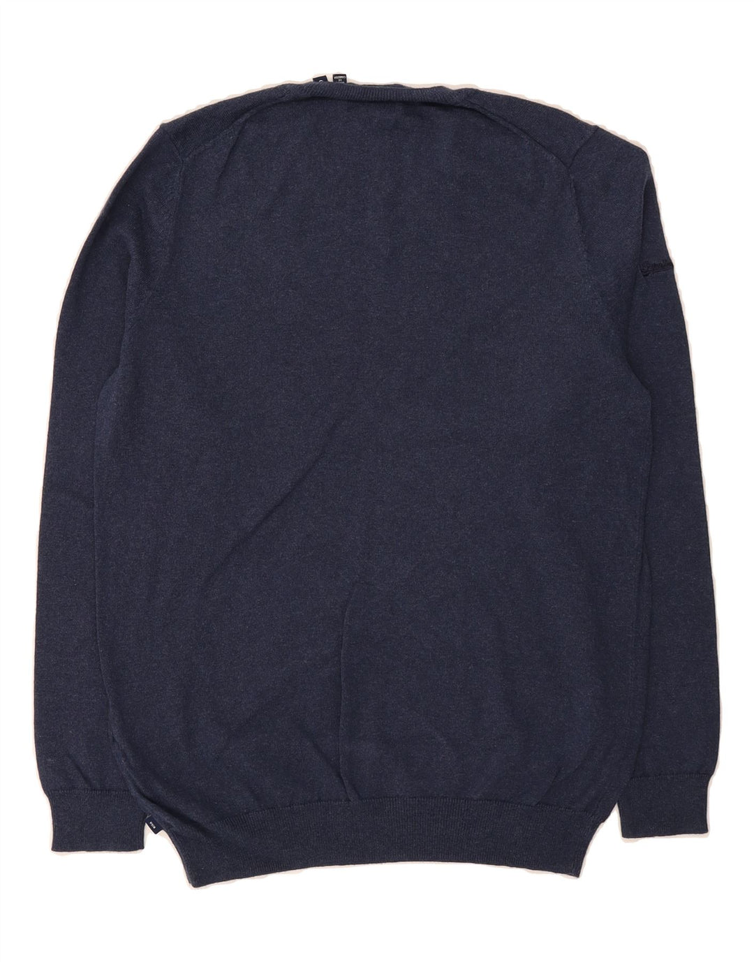 SUPERDRY Mens V-Neck Jumper Sweater Small Navy Blue Cotton Vintage Superdry and Second-Hand Superdry from Messina Hembry 