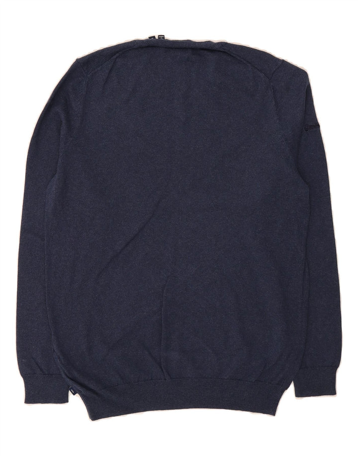 SUPERDRY Mens V-Neck Jumper Sweater Small Navy Blue Cotton Vintage Superdry and Second-Hand Superdry from Messina Hembry 