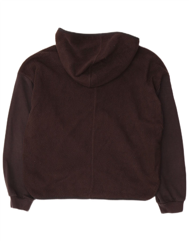 Maglione in pile con cappuccio oversize da donna ADIDAS UK 8/10 piccolo poliestere nero