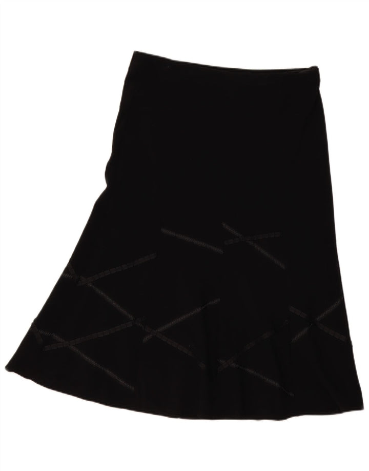 Gonna a trapezio da donna Marks & Spencer UK 12 media W34 nera geometrica