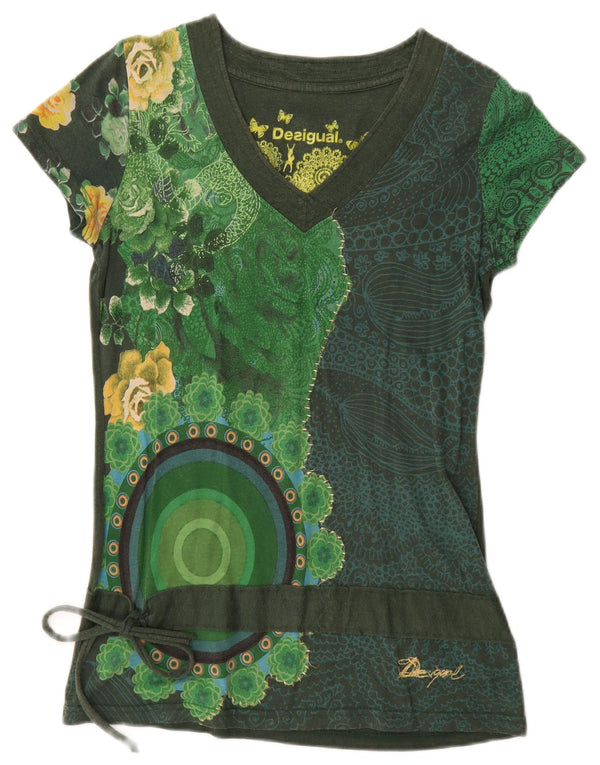 Desigual Maglietta grafica da donna Top UK 12 Verde medio
