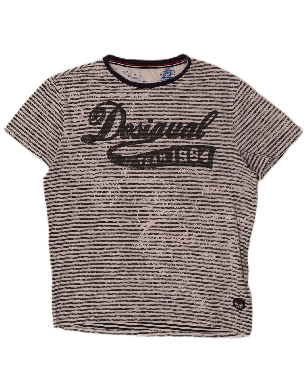 Desigual T-shirt grafica da uomo Top grande a righe grigie