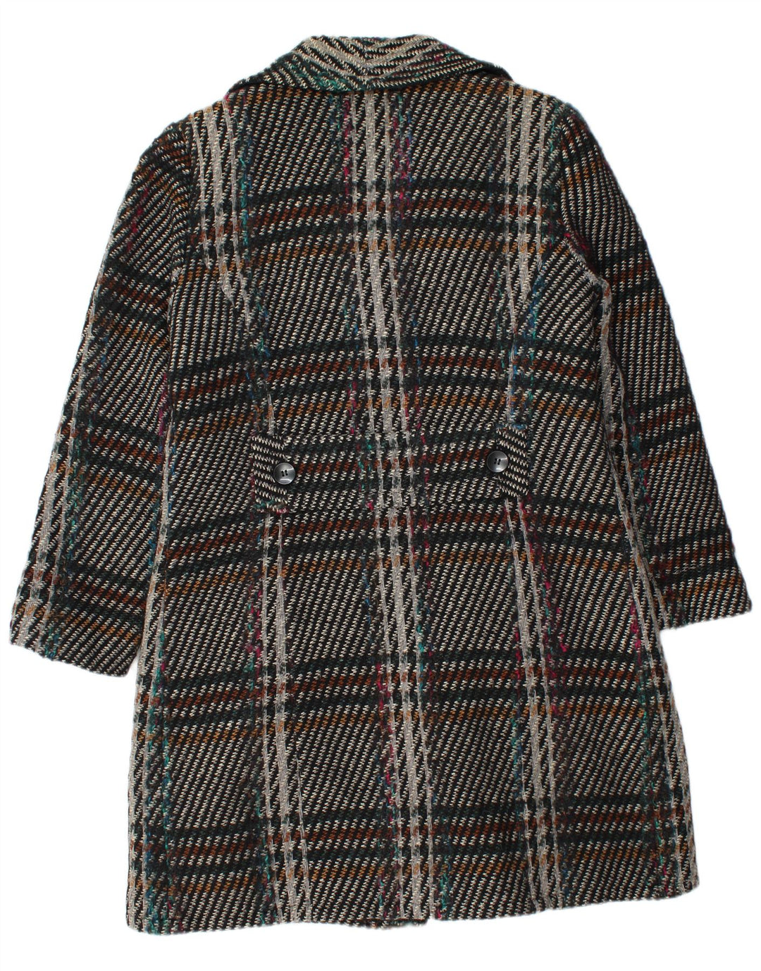 Soprabito da donna vintage UK 38 medio a quadri multicolore