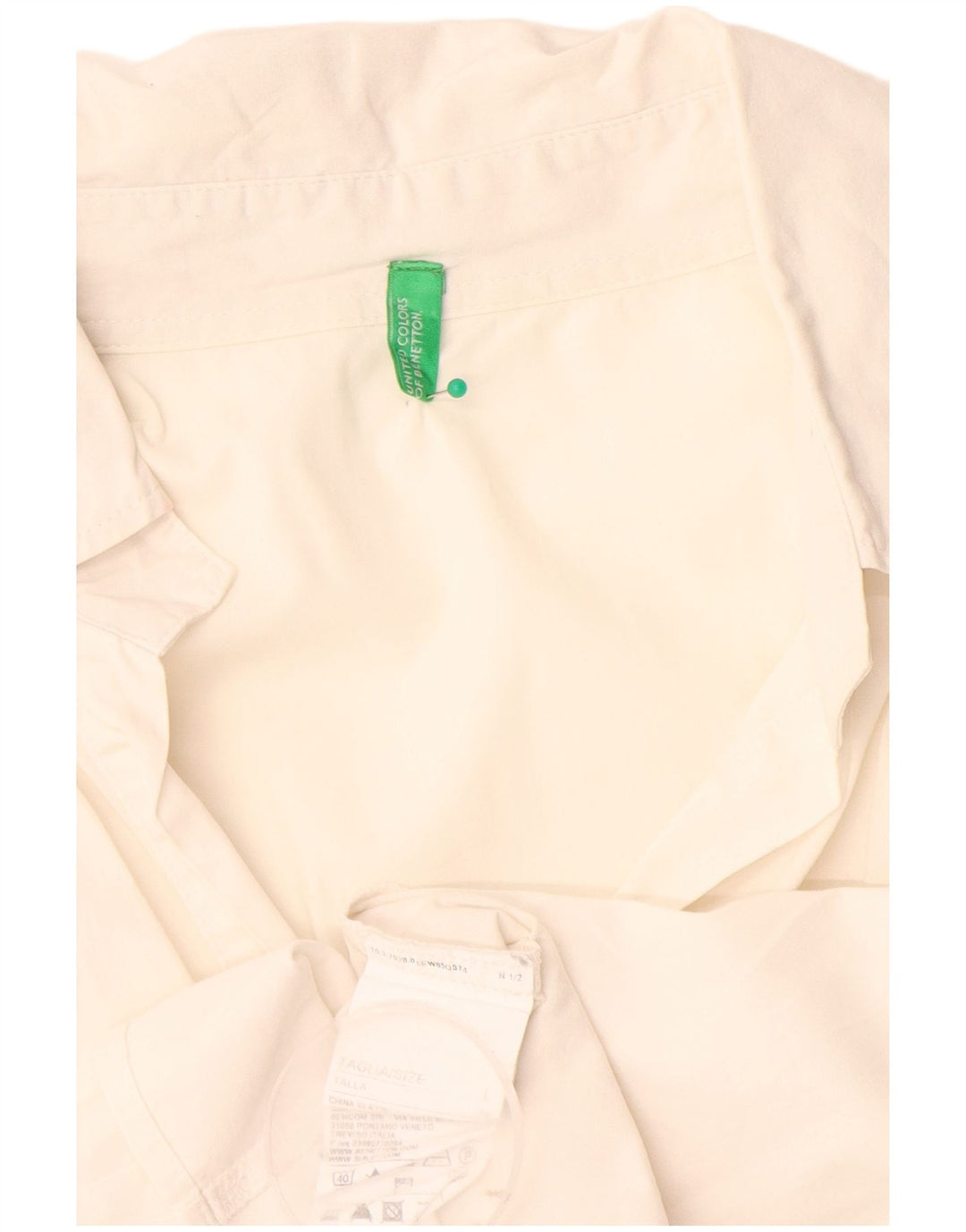 Camicia pullover da donna Benetton UK 16 grande cotone bianco sporco