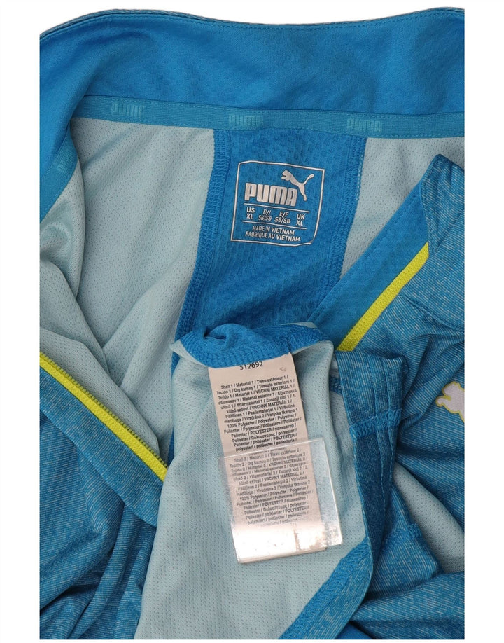 Maglia da ginnastica PUMA da uomo con zip e collo XL in poliestere blu
