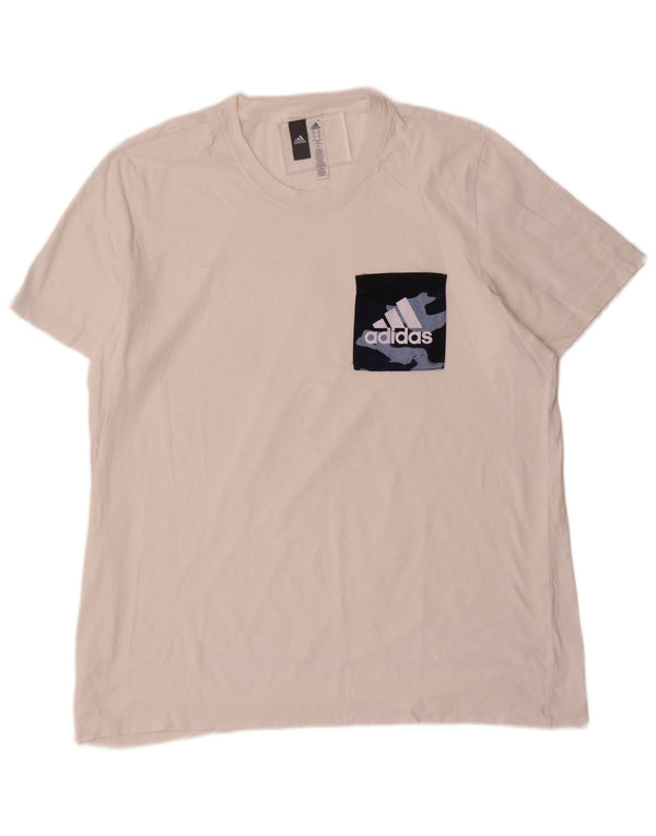 T-shirt grafica da uomo Adidas Top XL in cotone bianco