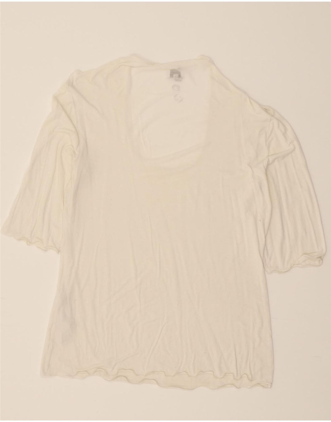 ARMANI Womens 3/4 Sleeve Blouse Top IT 48 XL White Viscose Vintage Armani and Second-Hand Armani from Messina Hembry 