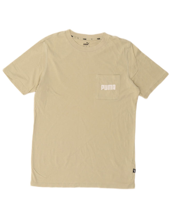 T-shirt grafica da uomo PUMA Top Small in cotone kaki