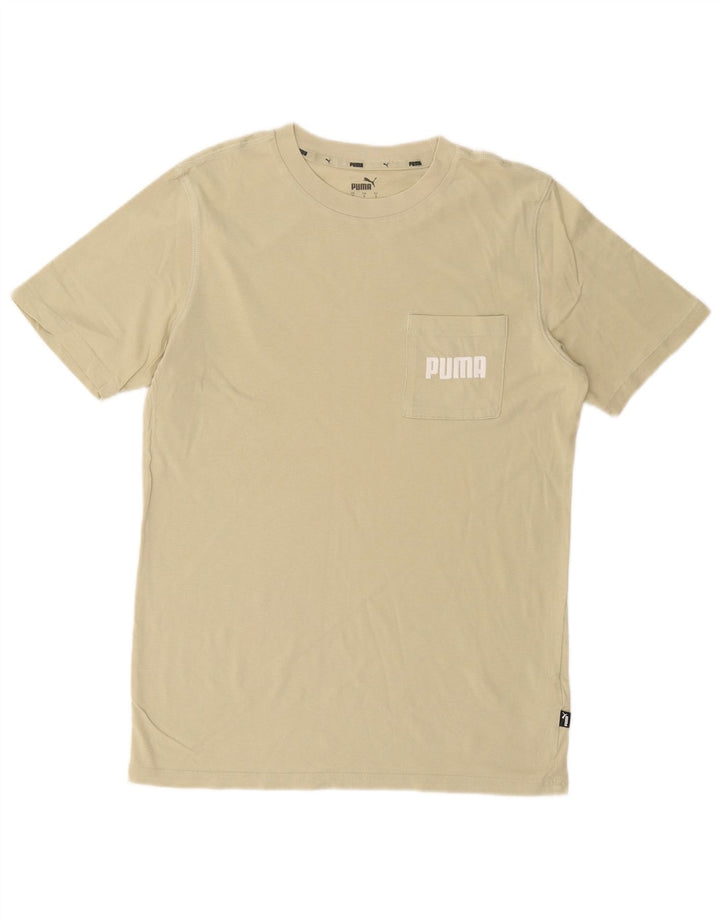 T-shirt grafica da uomo PUMA Top Small in cotone kaki