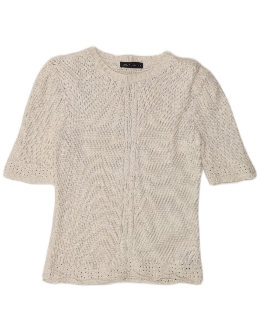 Maglione maglione con scollo a barca da donna Marks & Spencer UK 14 medio bianco sporco