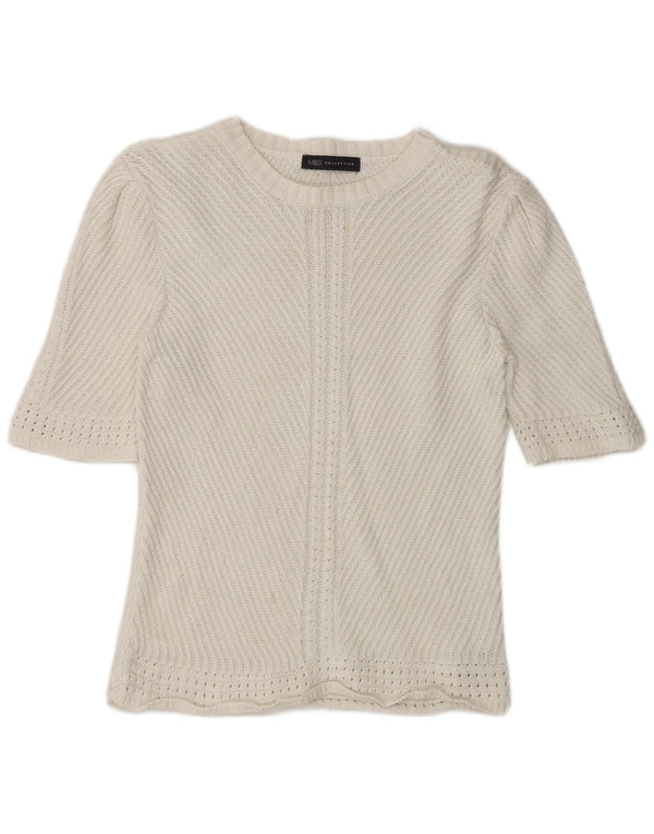 Maglione maglione con scollo a barca da donna Marks & Spencer UK 14 medio bianco sporco