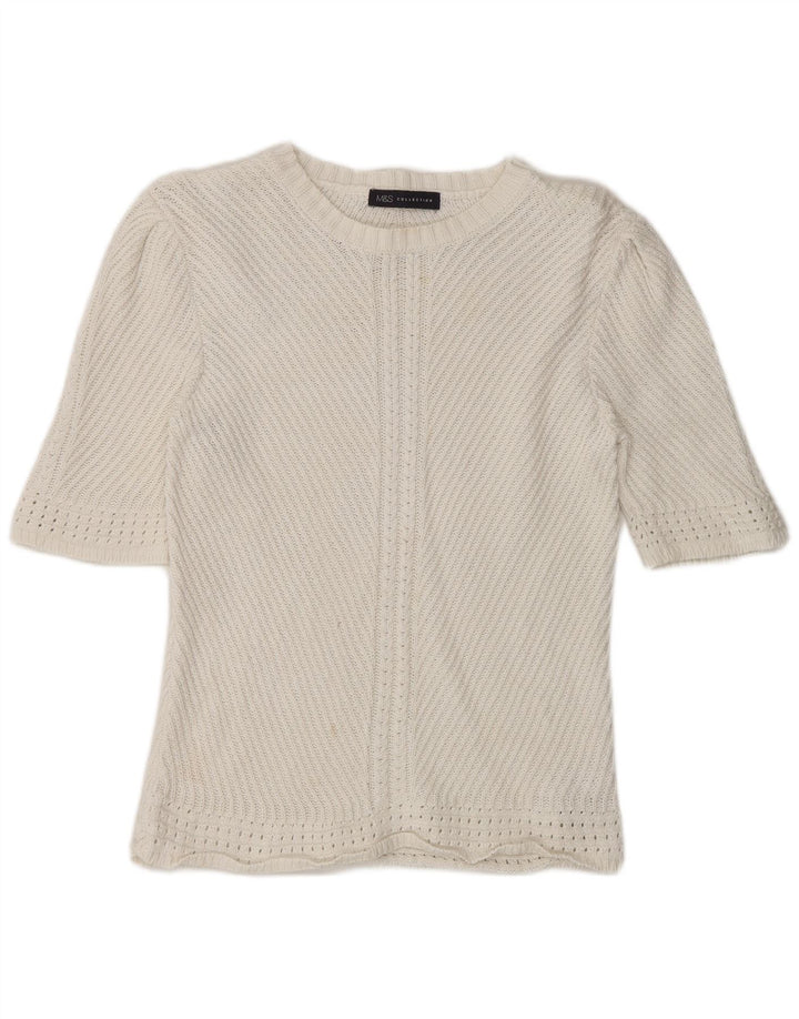 Maglione maglione con scollo a barca da donna Marks & Spencer UK 14 medio bianco sporco