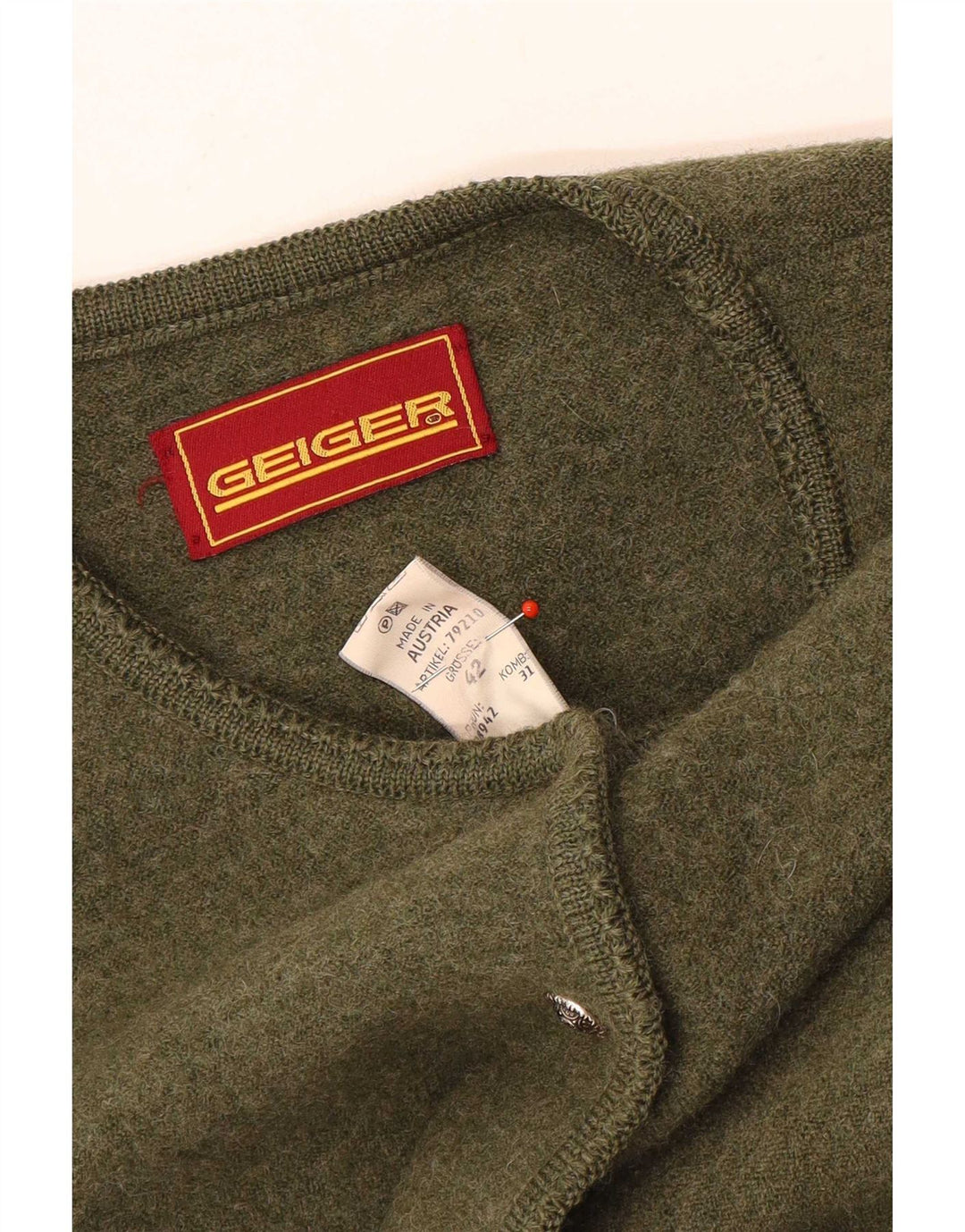 Maglione cardigan da donna Geiger EU 42 grande lana verde