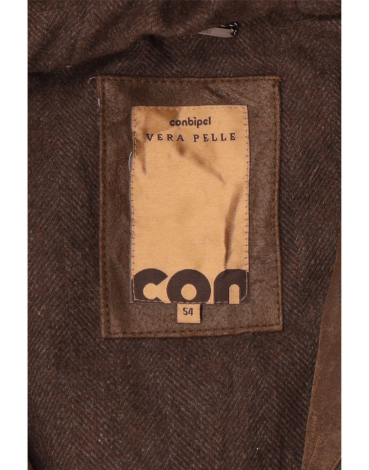 Cappotto in Pelle Uomo con Cappuccio Conbipel IT 54 XL Pelle Marrone