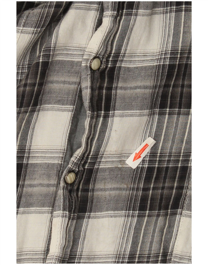 Jack & Jones Camicia da uomo in flanella a maniche corte, cotone a quadri grigi grandi
