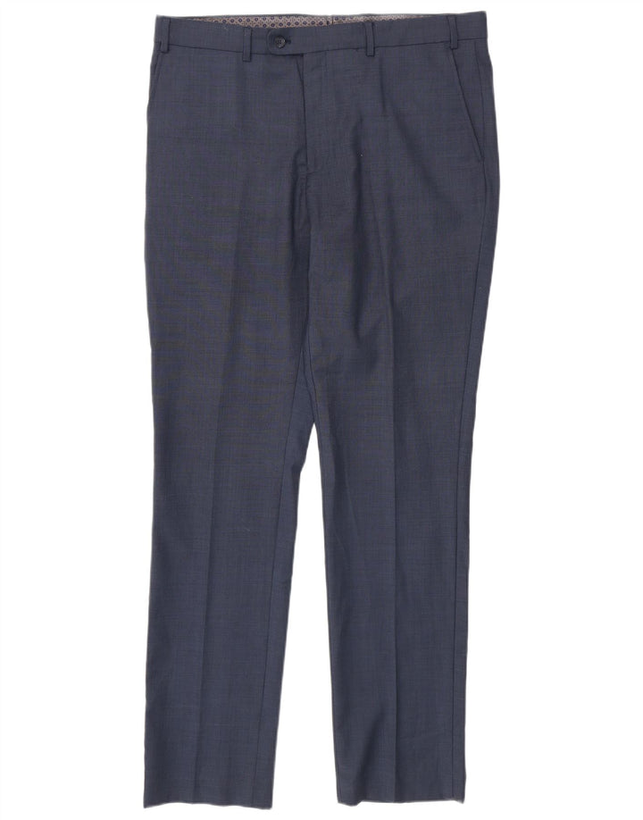 PENGUIN Womens Slim Suit Trousers W36 L34 Navy Blue Wool