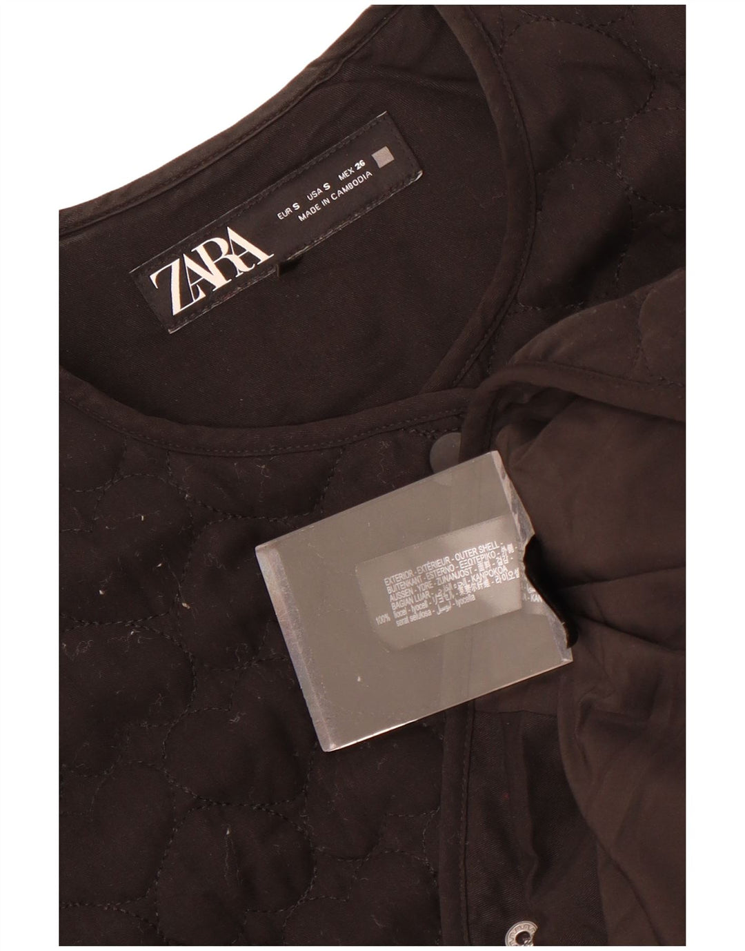 Giacca trapuntata oversize da donna Zara UK 10 piccola Lyocell nera