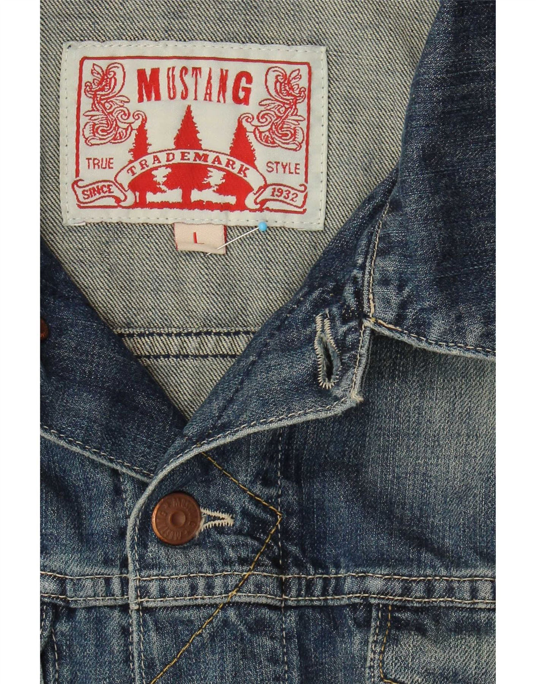 Giacca di jeans da uomo Mustang UK 40 grande cotone blu