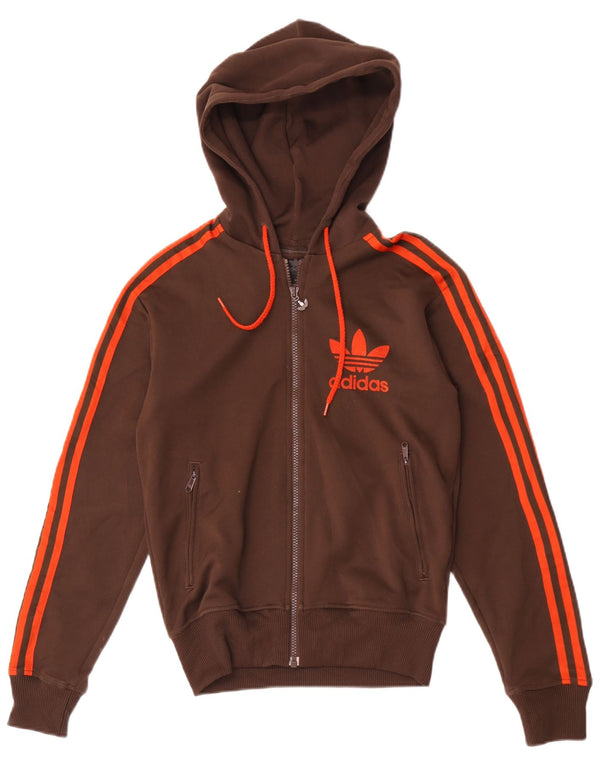 Felpa con cappuccio grafica da donna Adidas UK 6 XS poliestere marrone