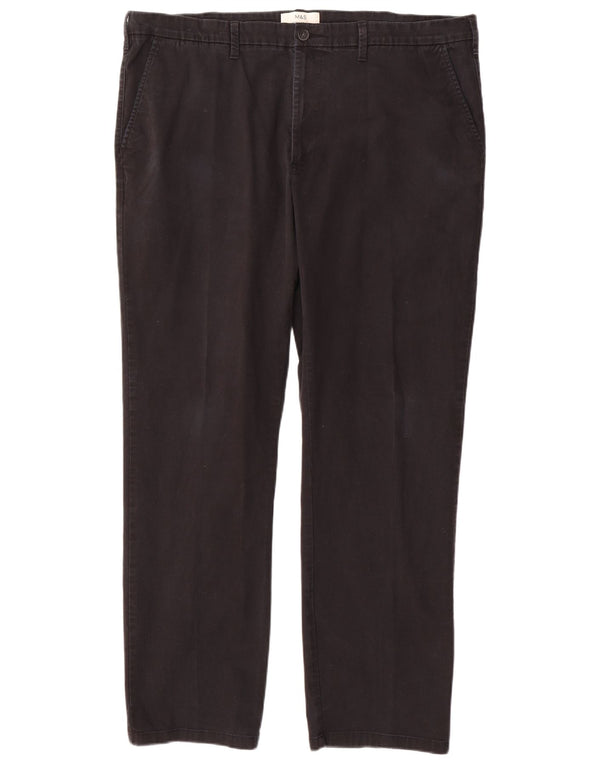 Pantaloni chino dritti vestibilità regolare da uomo Marks & Spencer W42 L33 neri