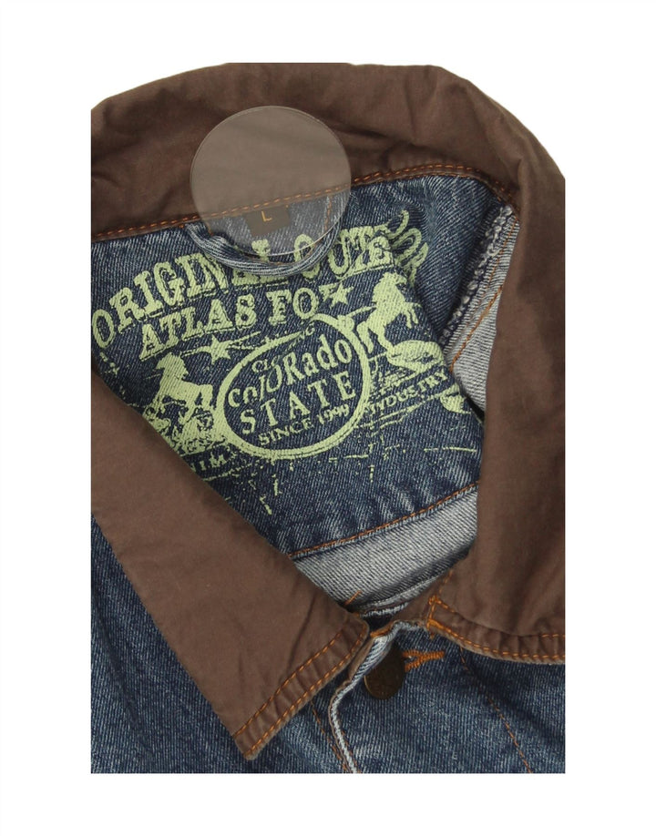 Atlas For Men Giacca di jeans da uomo UK 40 Large Blu Cotone