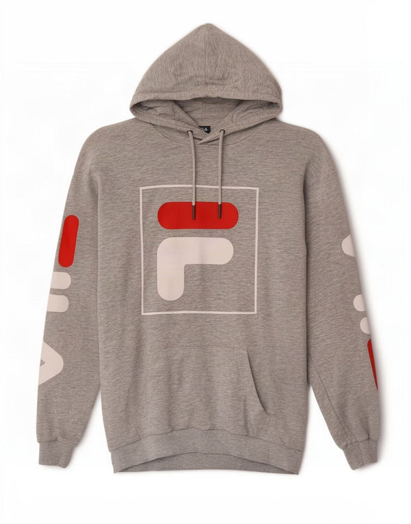 Felpa con cappuccio grafica da uomo Fila XS in cotone grigio
