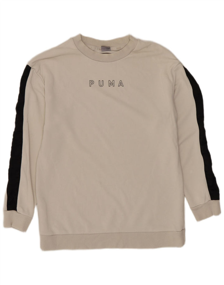 Felpa con grafica PUMA da uomo, maglione XS, cotone color block bianco