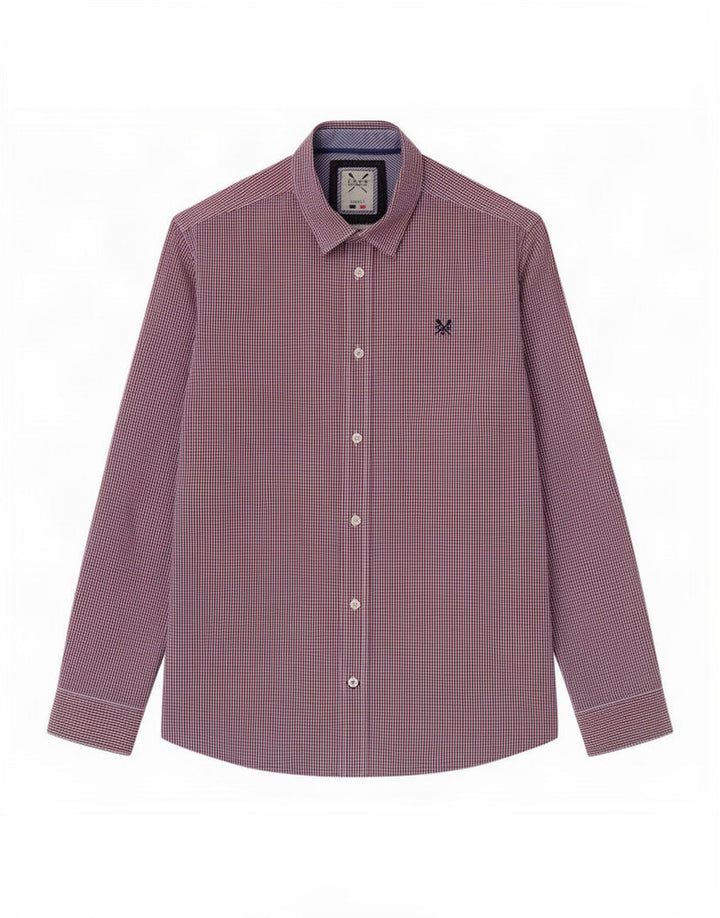 Crew Clothing Camicia da uomo piccola in cotone a quadretti rossi