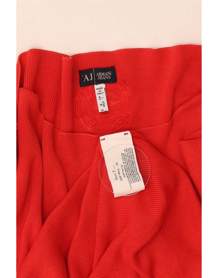 Armani Donna Top Manica 3/4 UK 12 Medio Rosso Cotone