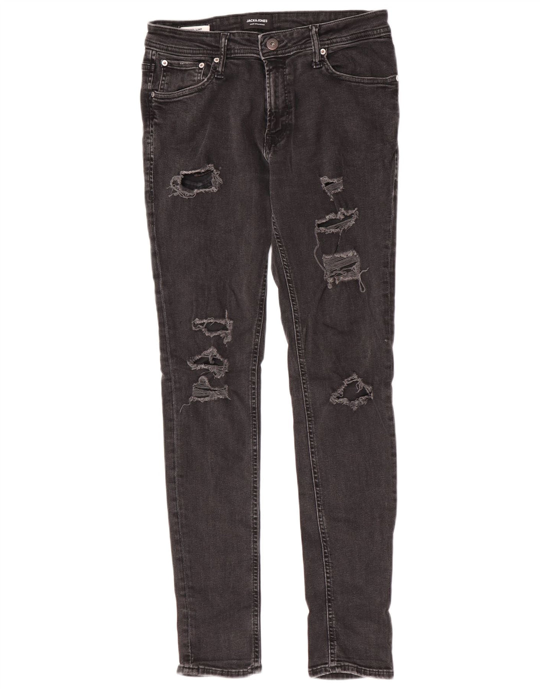 Jack & Jones Jeans skinny effetto consumato Liam da uomo W32 L32 cotone grigio