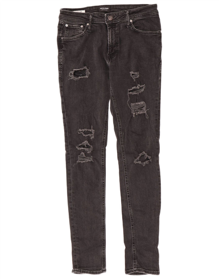 Jack & Jones Jeans skinny effetto consumato Liam da uomo W32 L32 cotone grigio