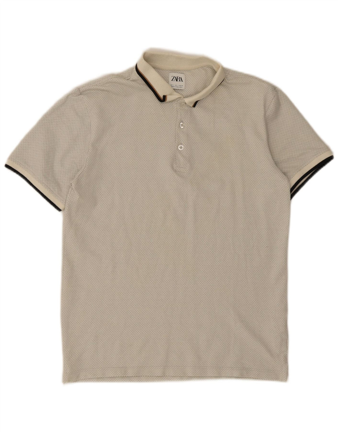 ZARA Mens Polo Shirt Small Grey Cotton