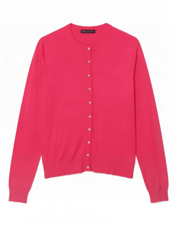 Maglione cardigan da donna Marks & Spencer UK 14 grande viscosa rosa