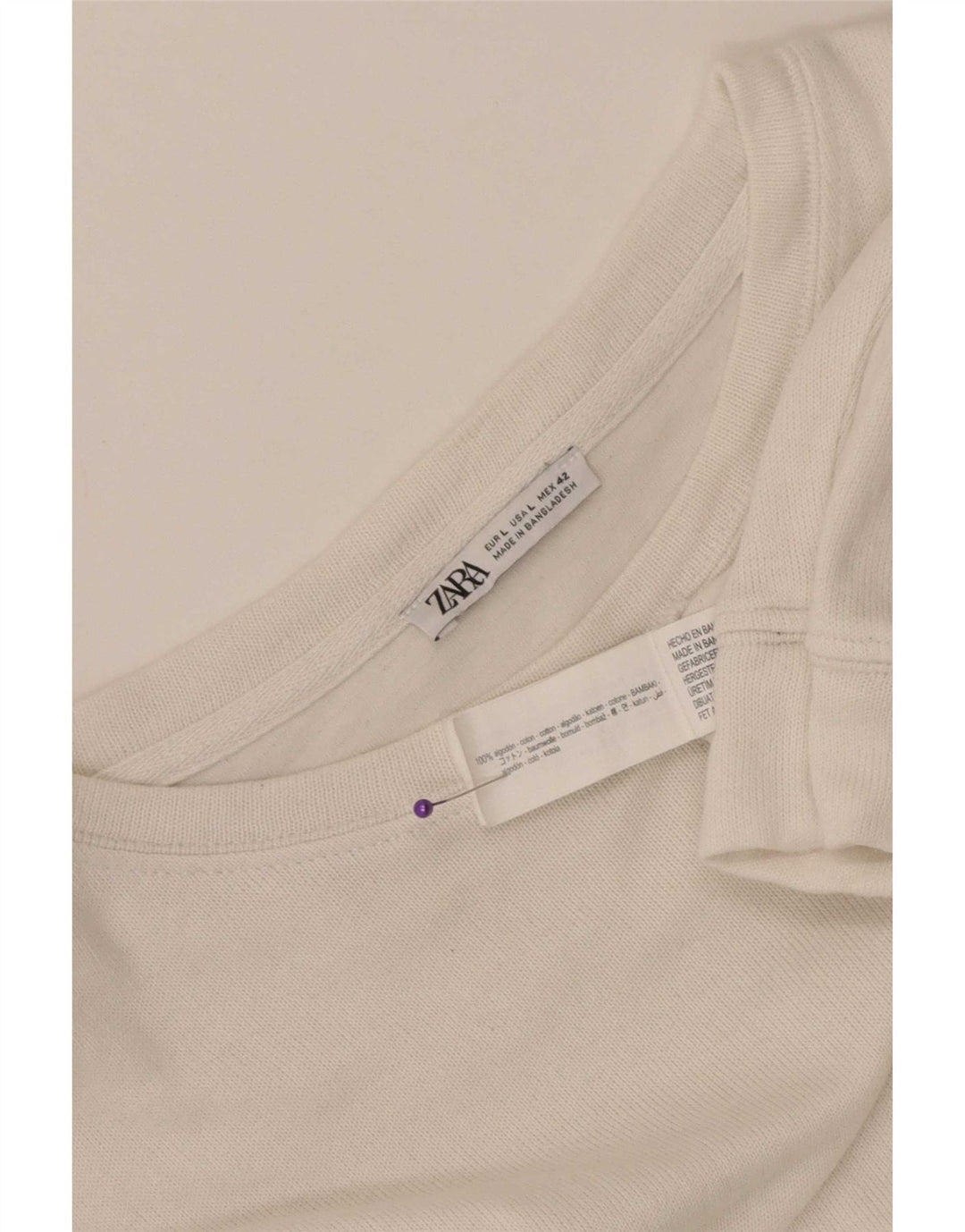 Top Zara da uomo a maniche lunghe grande in cotone bianco