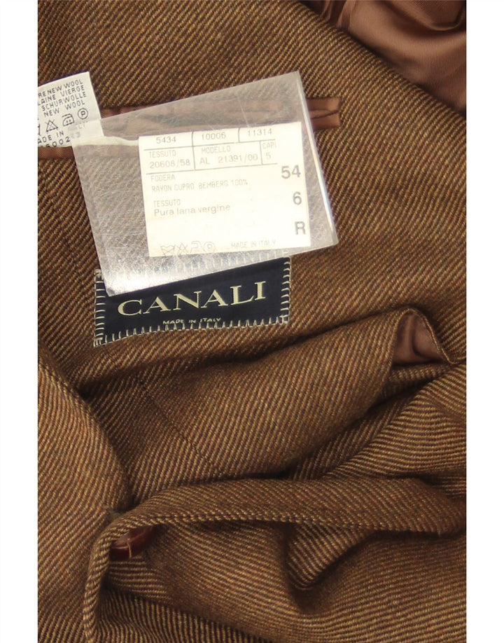 Giacca Blazer 3 Bottoni Canali Uomo IT 54 2XL Lana Vergine Marrone