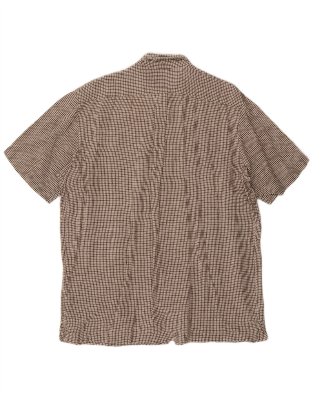 EDDIE BAUER Camicia a maniche corte alta da uomo Lino a quadri marrone grande