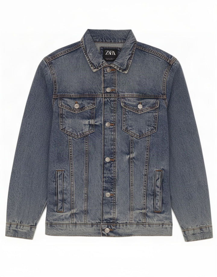 Giacca in denim da uomo Zara UK 36 piccola in cotone blu