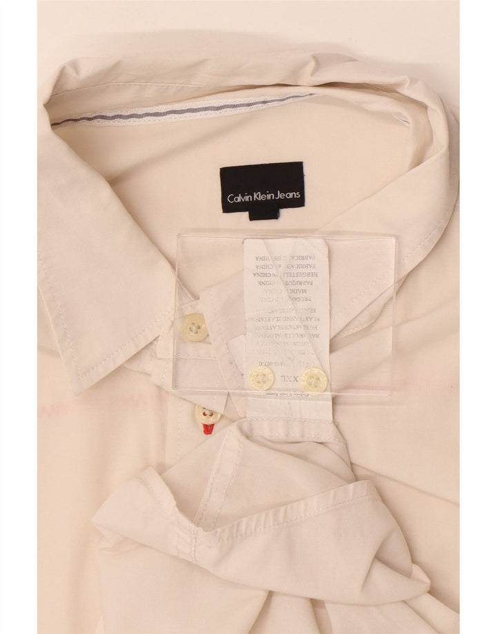 Camicia da uomo Calvin Klein Jeans 2XL in cotone bianco sporco