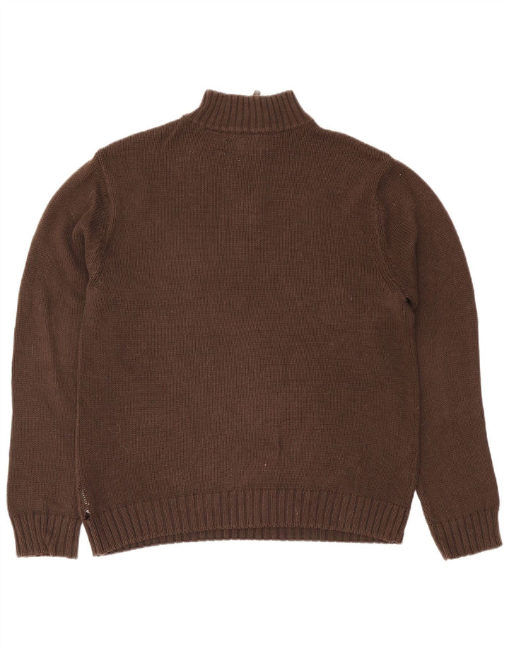 Maglione da uomo Chaps con zip e collo in cotone marrone medio