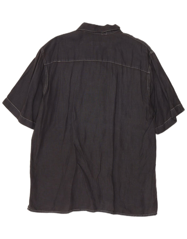 Camicia a maniche corte da uomo Cerruti grande lino blu navy