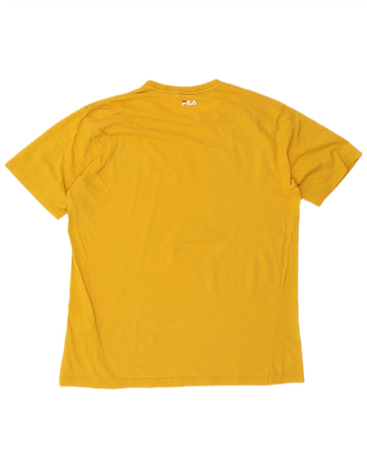 T-shirt grafica da uomo Fila Top Large in cotone giallo