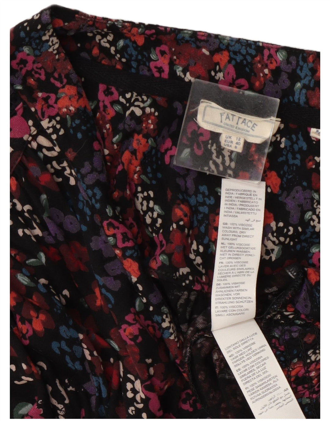 Camicetta a maniche lunghe da donna Fat Face Top UK 12 Medio multicolore floreale