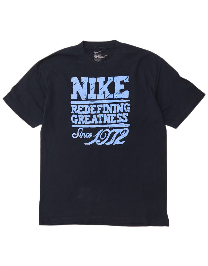 NIKE T-shirt grafica da uomo ampia e vestibilità ampia, grande in cotone blu navy