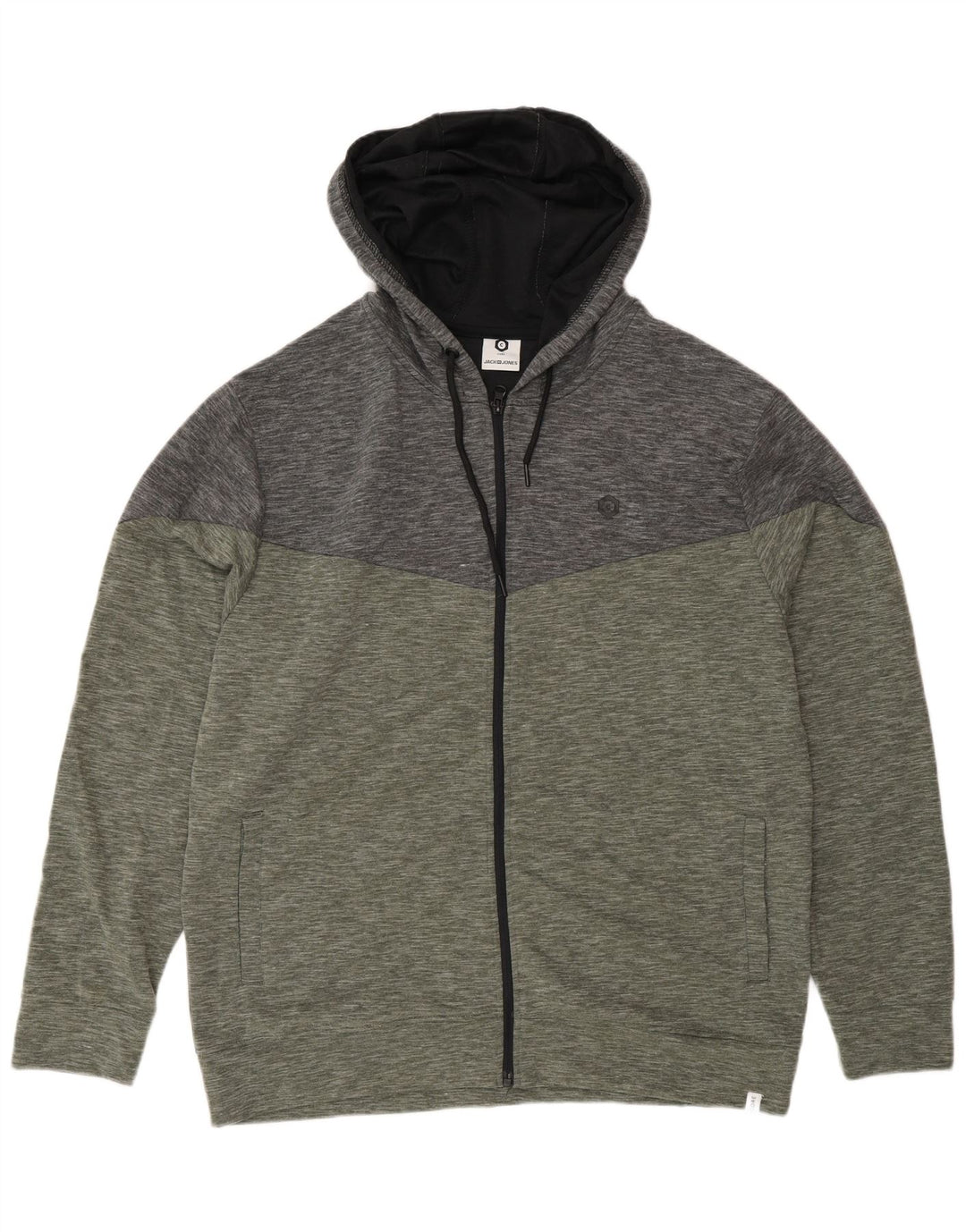 Maglione con cappuccio e zip da uomo Jack & Jones 2XL Poliestere color block verde