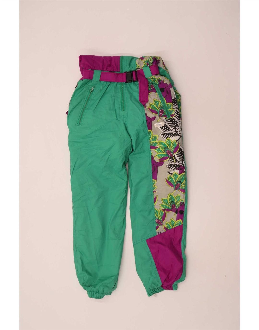 Tuta da sci vintage da donna EU 38 Medium W28 L30 Colourblock multicolore