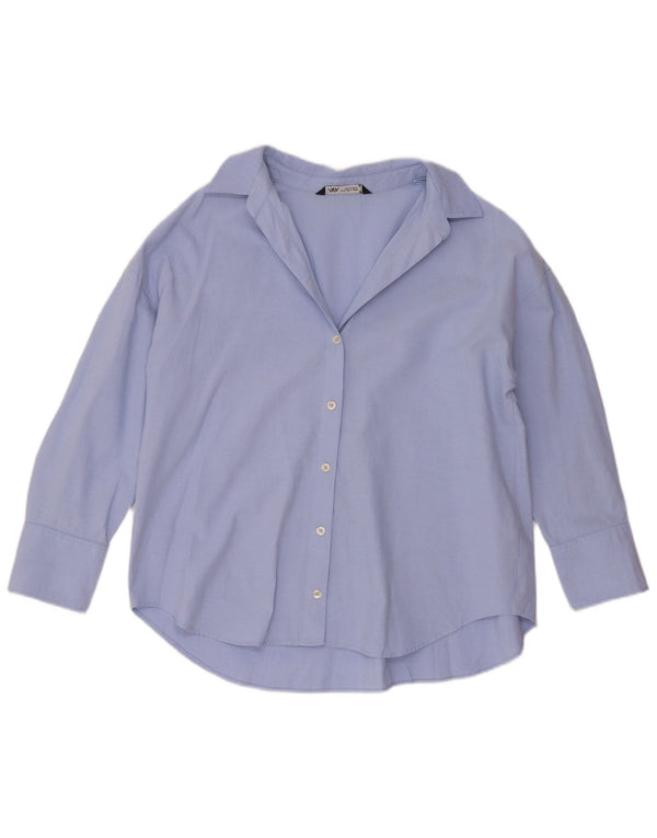 Camicia ampia da donna Zara UK 14 cotone blu medio