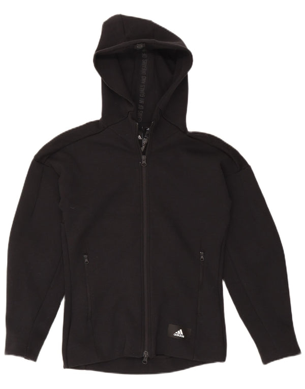 Maglione con cappuccio e zip da donna Adidas UK 8/10 piccolo cotone nero