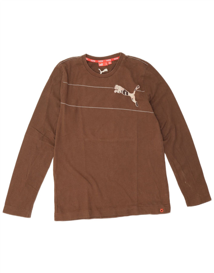 Maglia Puma da uomo a maniche lunghe in cotone marrone medio